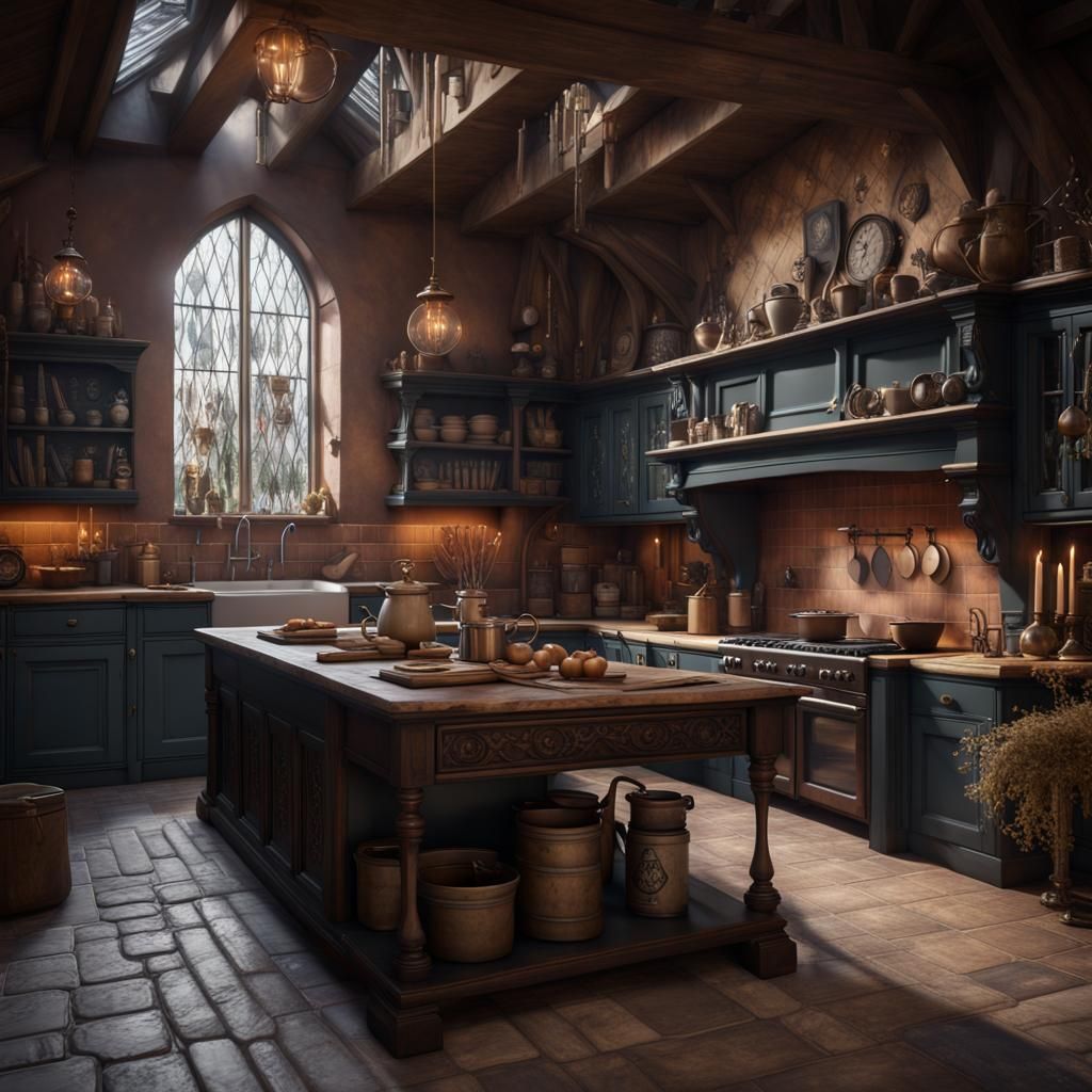 Harry Potter Themed Kitchen in Detailed Matte Painting