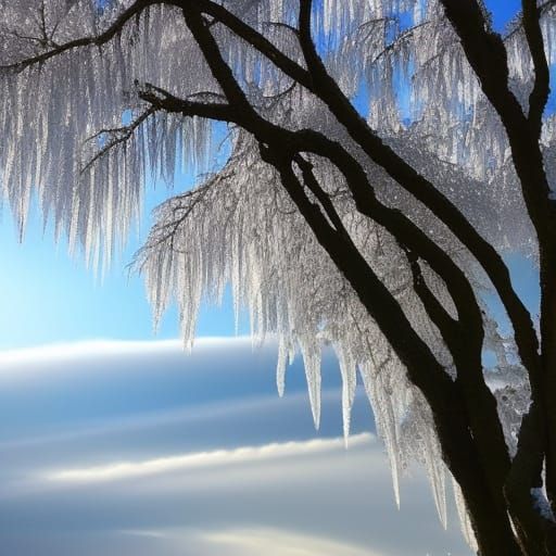Icy Landscape with Tree in Divine Sunlight