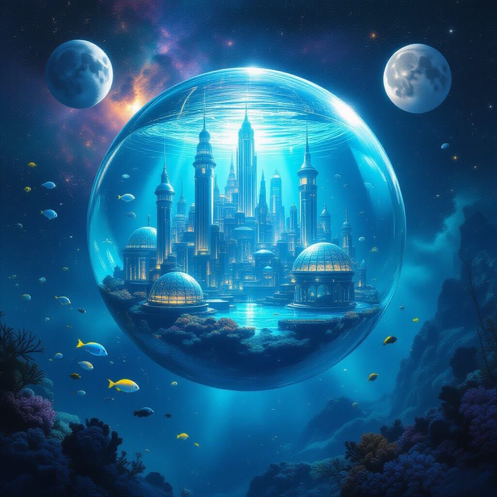 Underwater City Sphere in Cosmic Deep