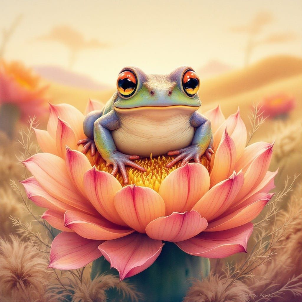 Charming Texas Horned Toad Amidst Desert Blooms