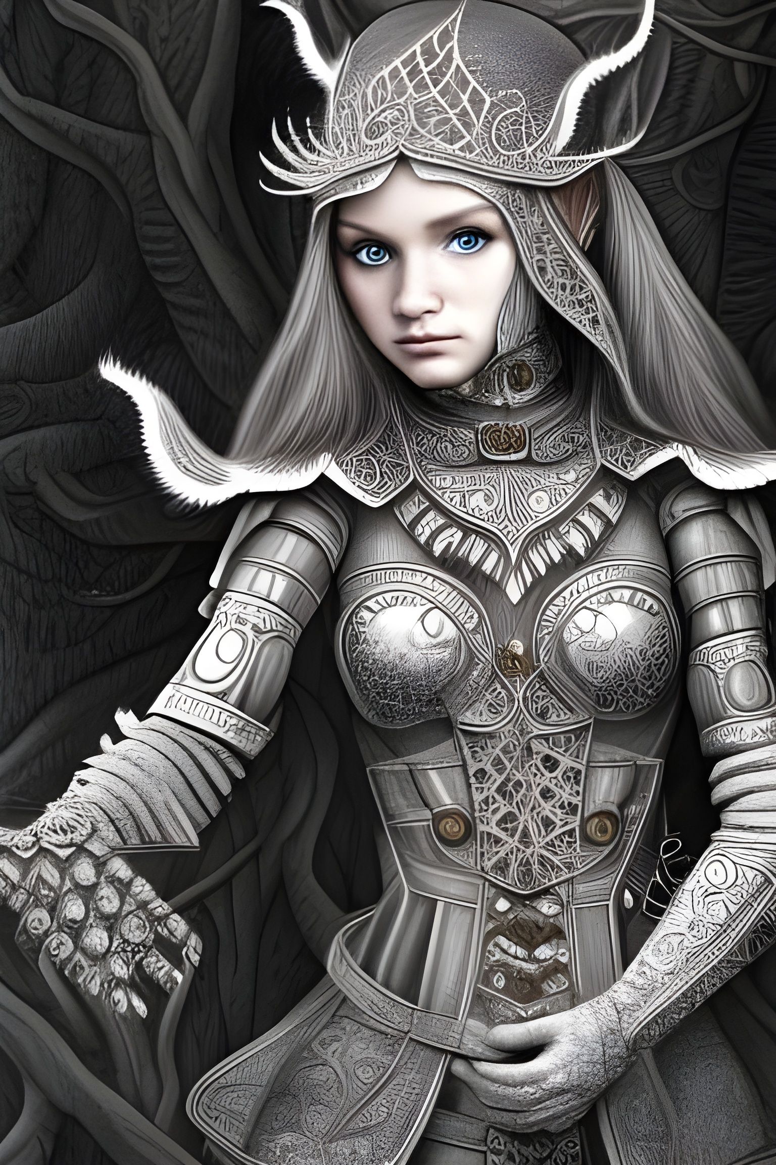 Detailed Elf in Bear Armor: Ethereal Digital Art