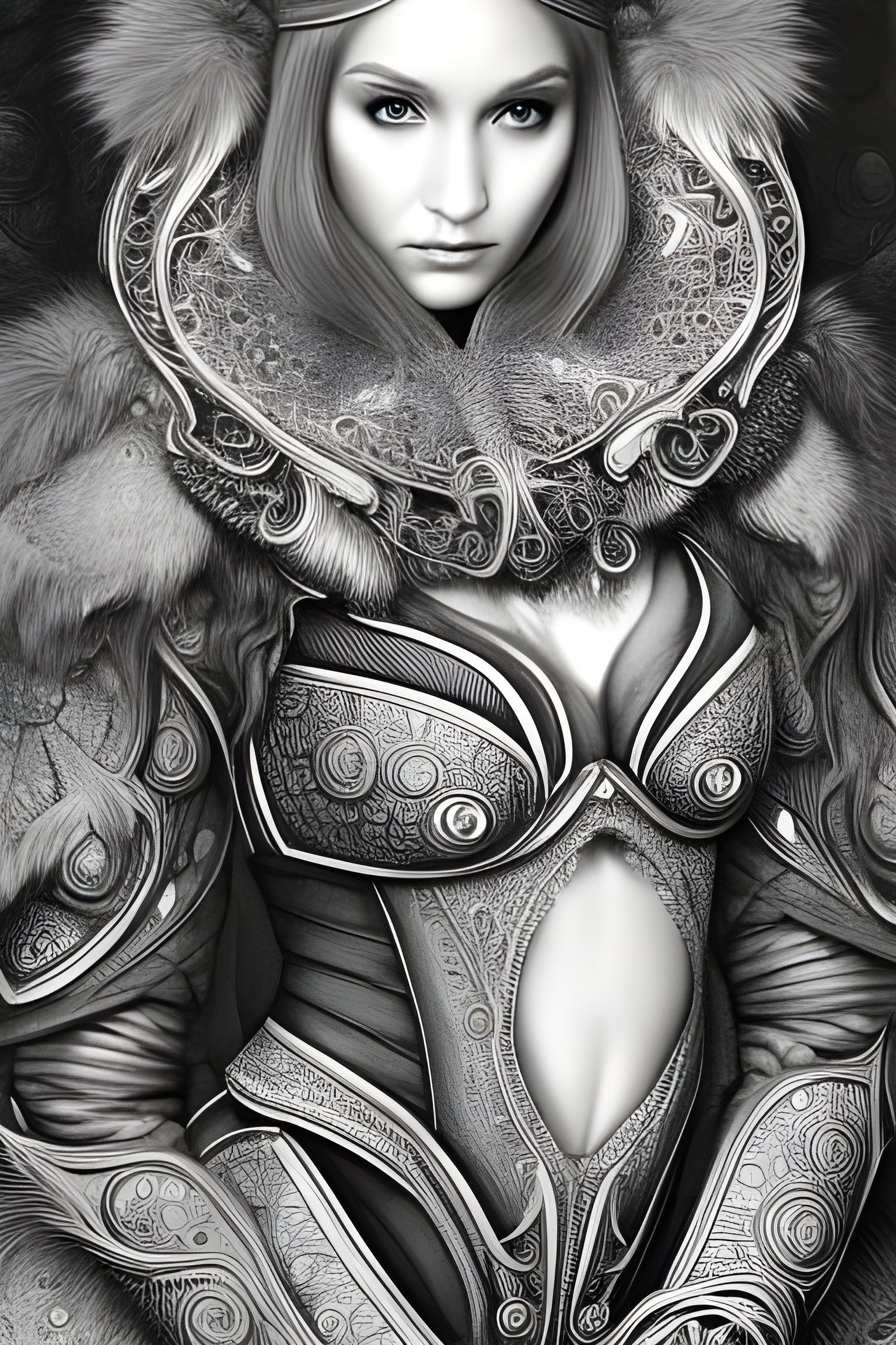Detailed Elf in Intricate Bear Armor