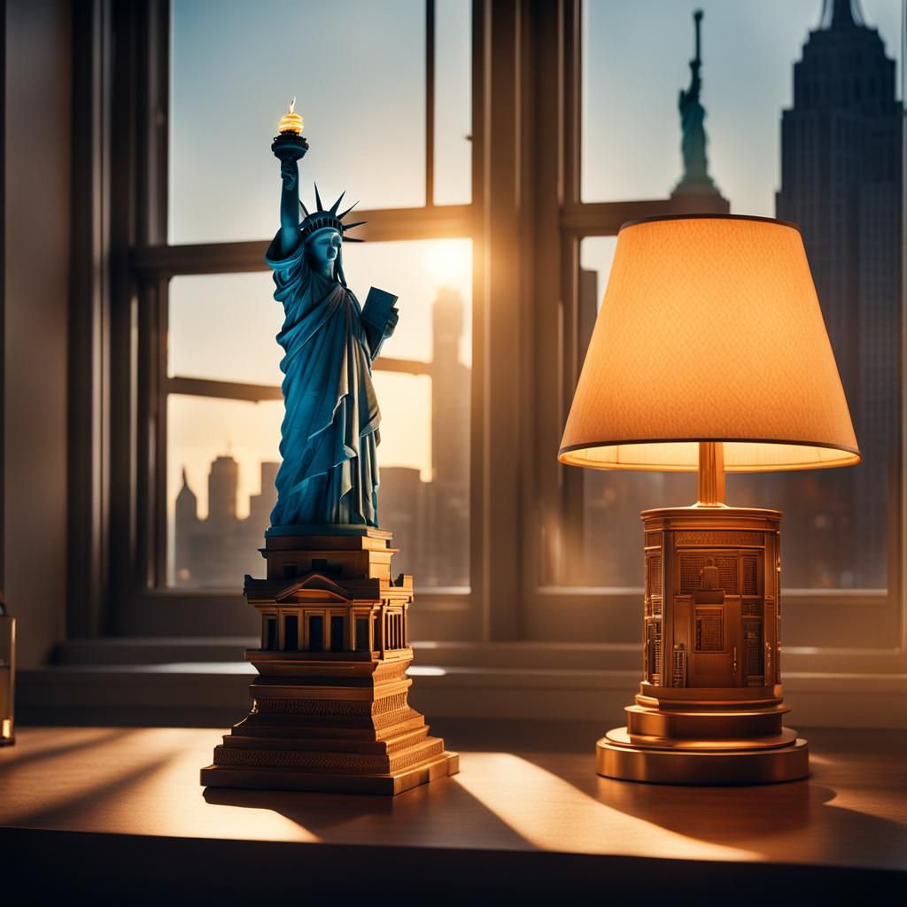 Statue of Liberty Lamp in Modern Apartment