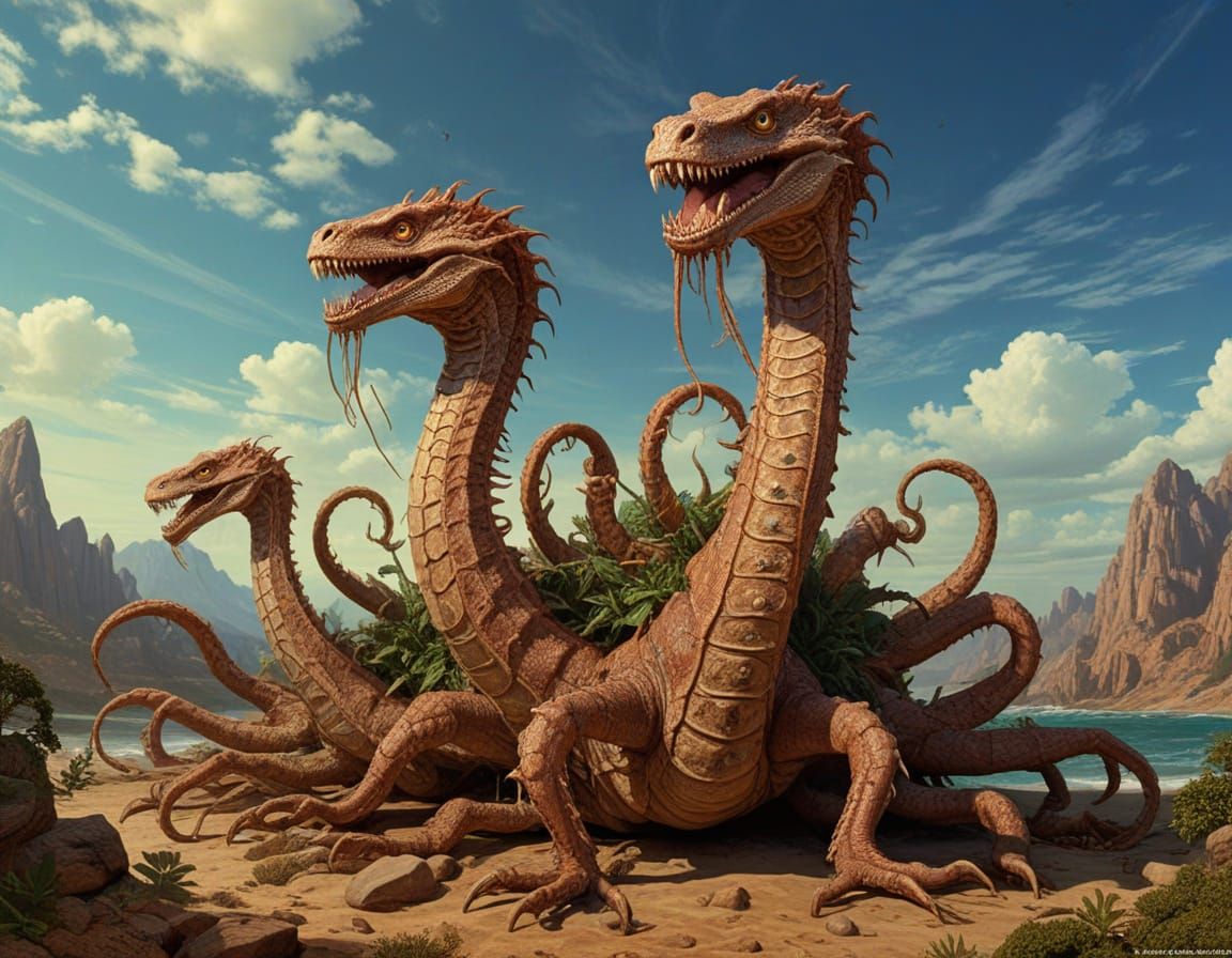 Colossal Eight-Legged Hydra Serpent in Deepdream Style