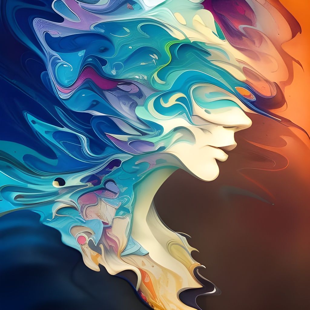 Iridescent Ink Flow Abstract Gouache Painting