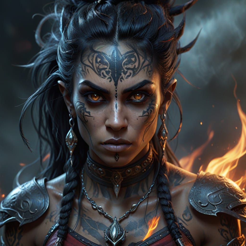 Dark Elf Thief Portrait in Dark Fantasy Style