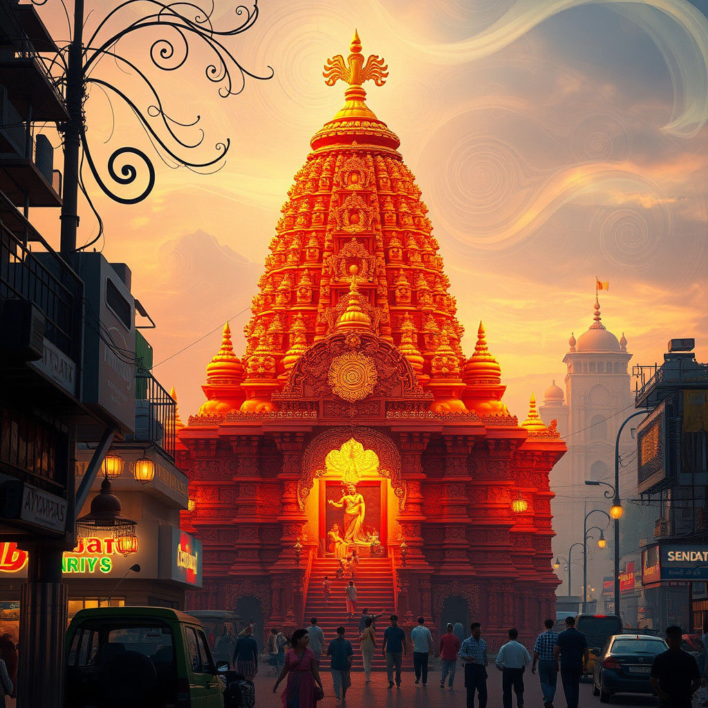 Ayyappa Temple at Twilight: Photorealistic Fantasy Concept A...