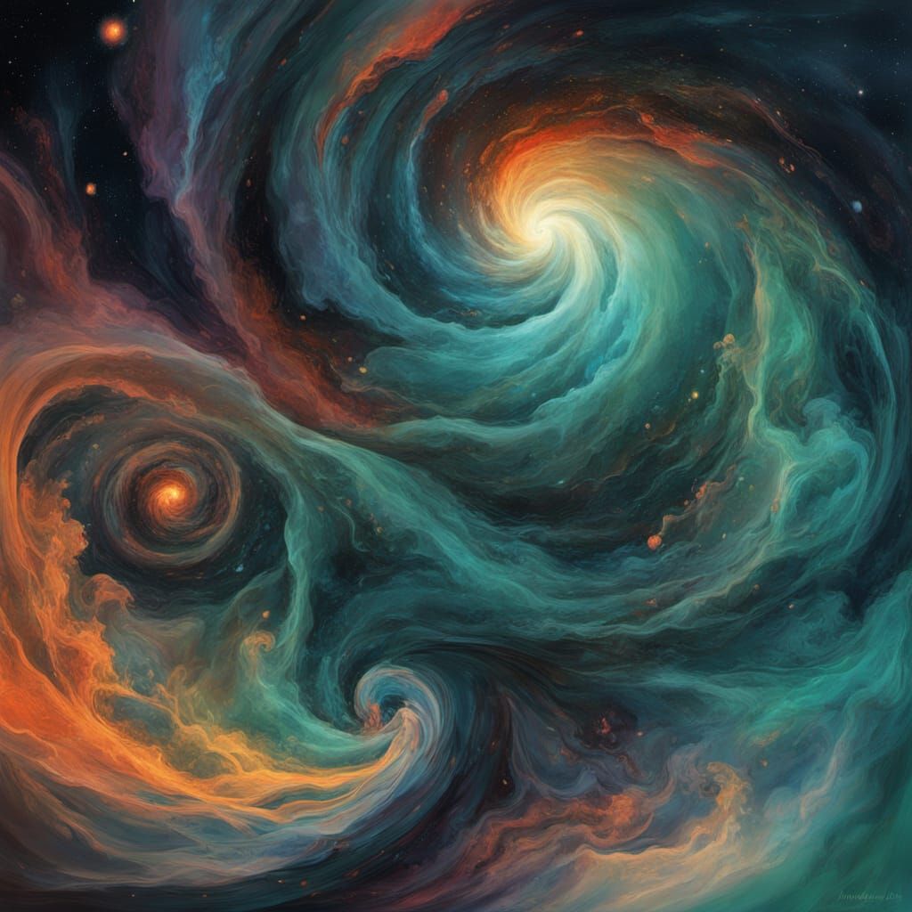 Surreal Cosmic Nebula in Peat and Negroni Hues