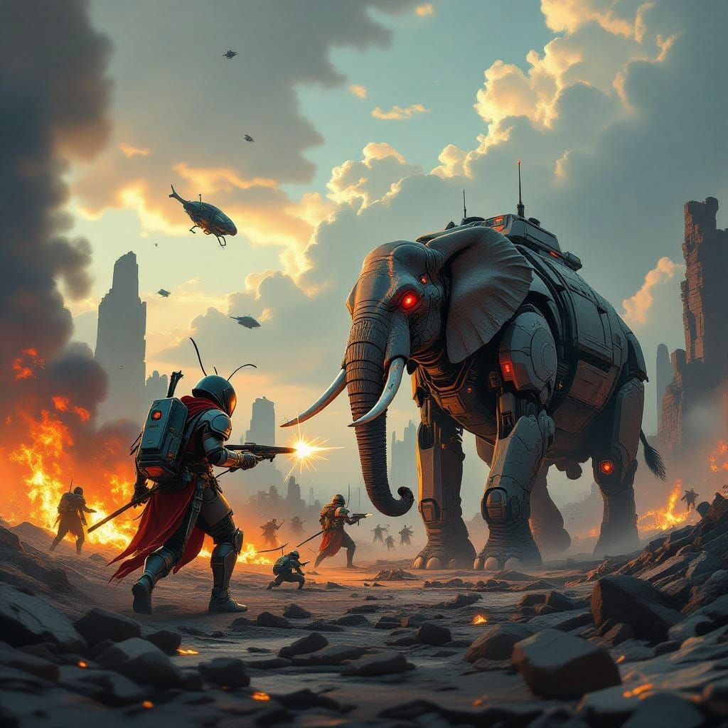 Ancient Warriors Clash with Cybernetic Beasts in a Futuristi...