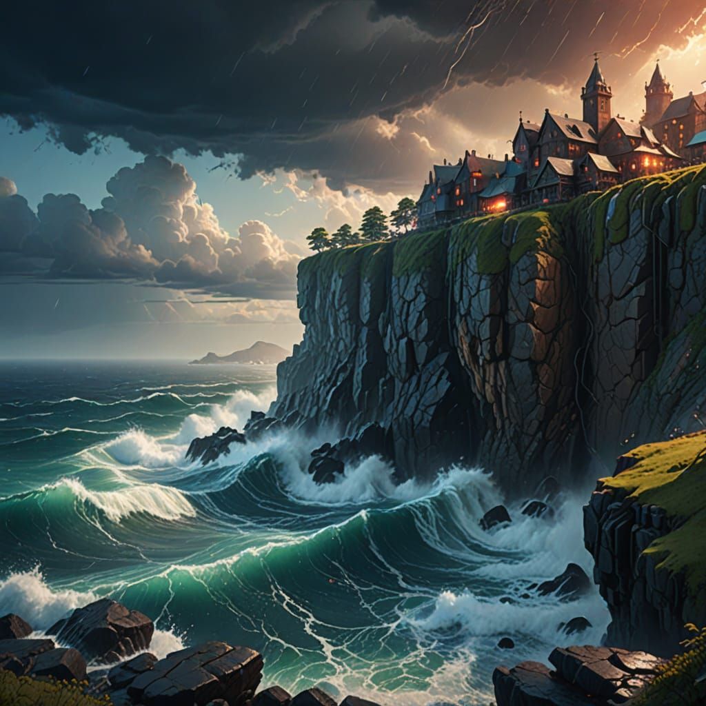 Stormy Sea Overlook Fantasy Concept Art