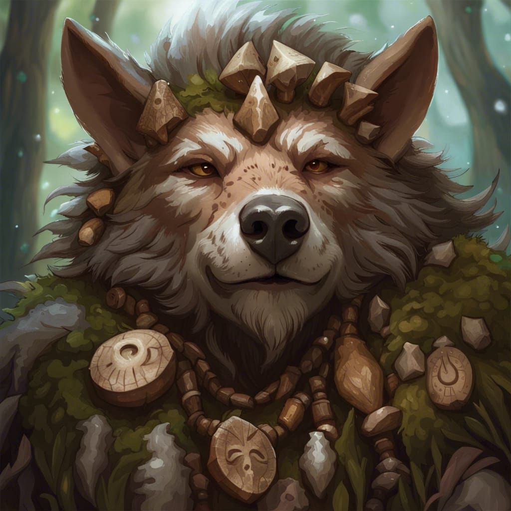 Gnoll Druid in Fantasy Forest Concept Art