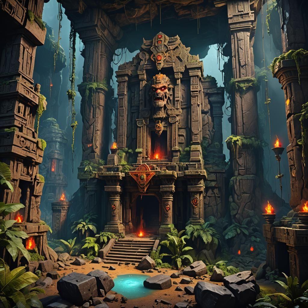 Cave Trolls Guarding Gemstones Treasure