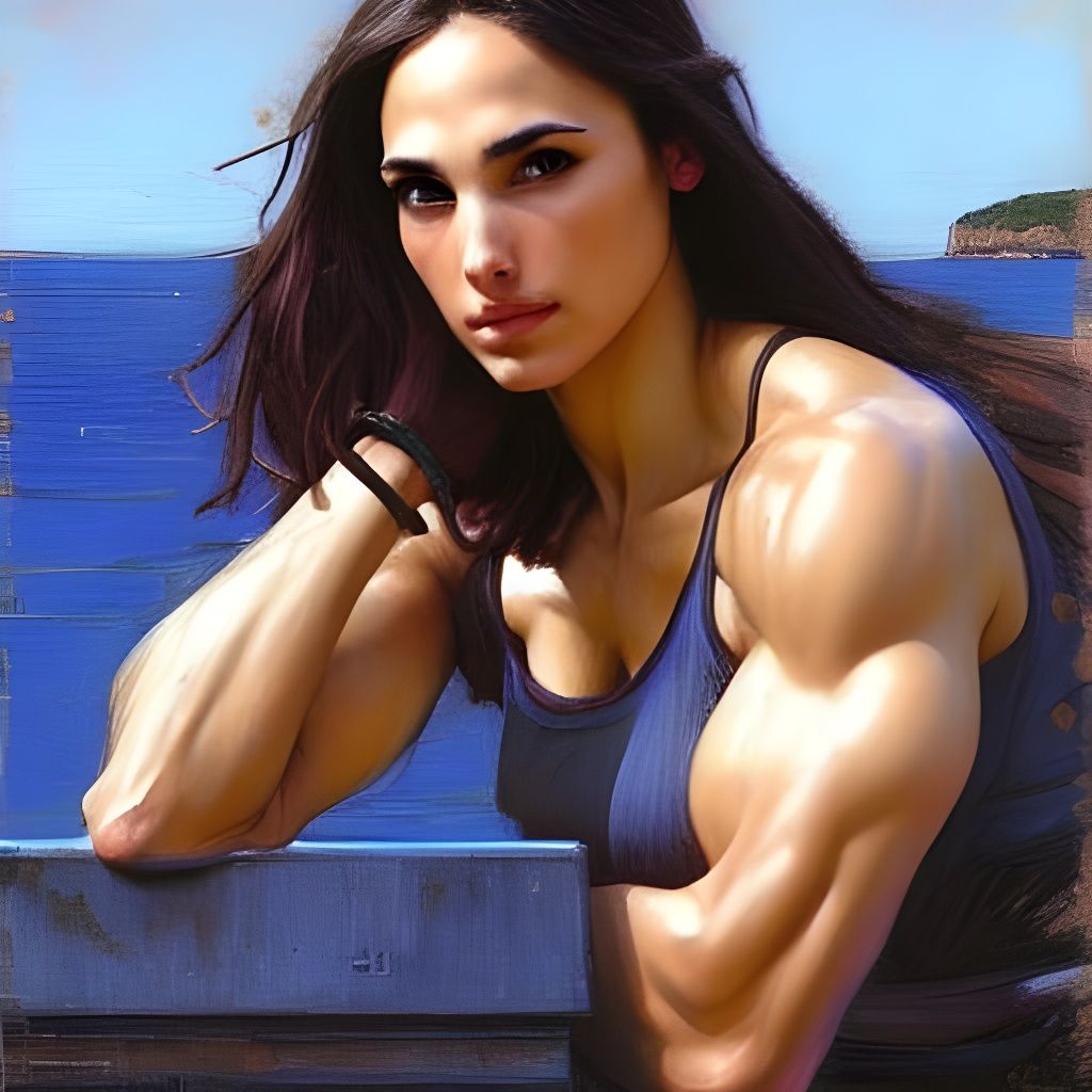 Gal Gadot as Bodybuilder in Pre-Raphaelite Style