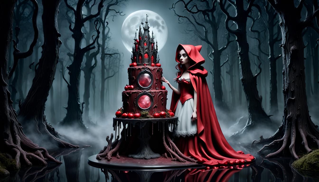 Little Red Riding Hood Cake in Tim Burton Style