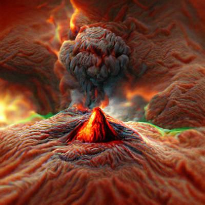 Volcano Eruption: Minimalist Digital Art