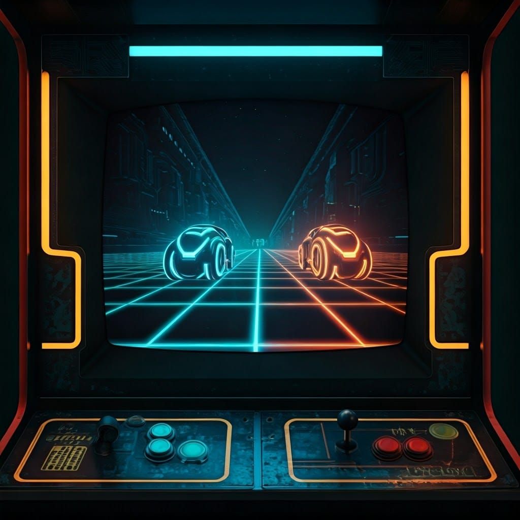 Retrofuturistic Arcade Lightcycle Race