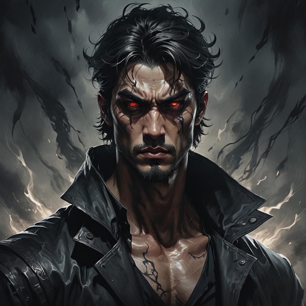 Demonic Man in Dark Fantasy Digital Painting