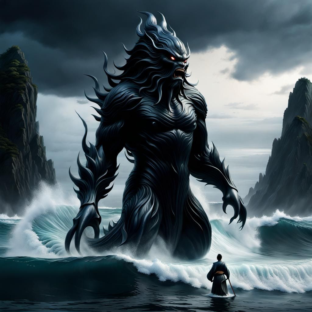 Umibōzu coming out of the sea