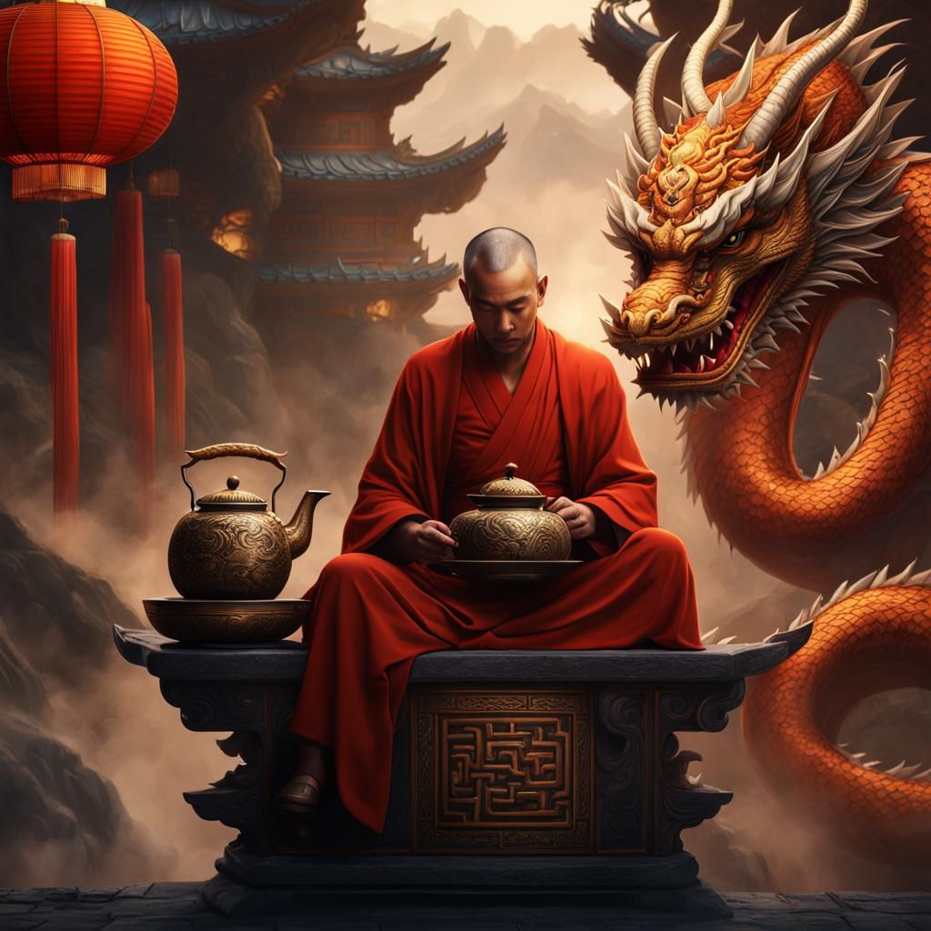 Monk and Dragon: A Detailed Fantasy Concept