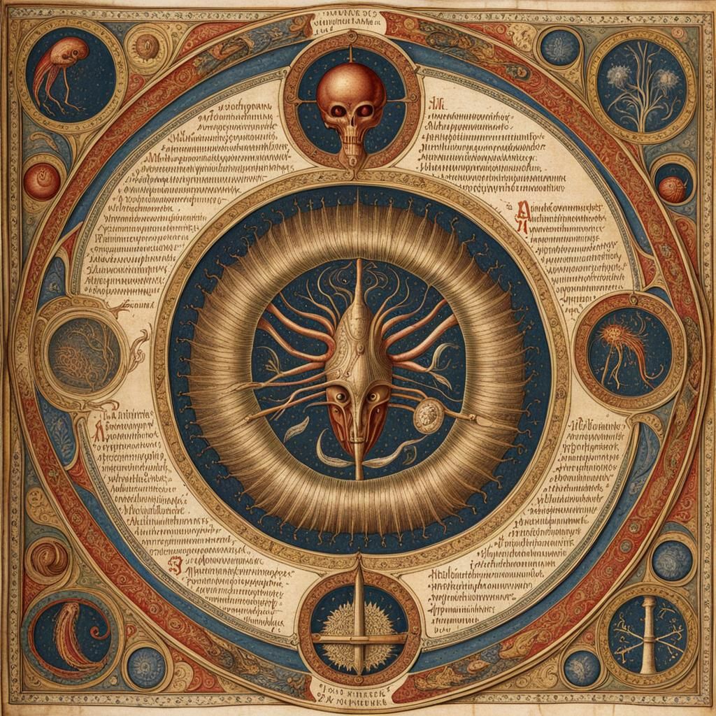 Medieval Alien Anatomy Illustration on Parchment