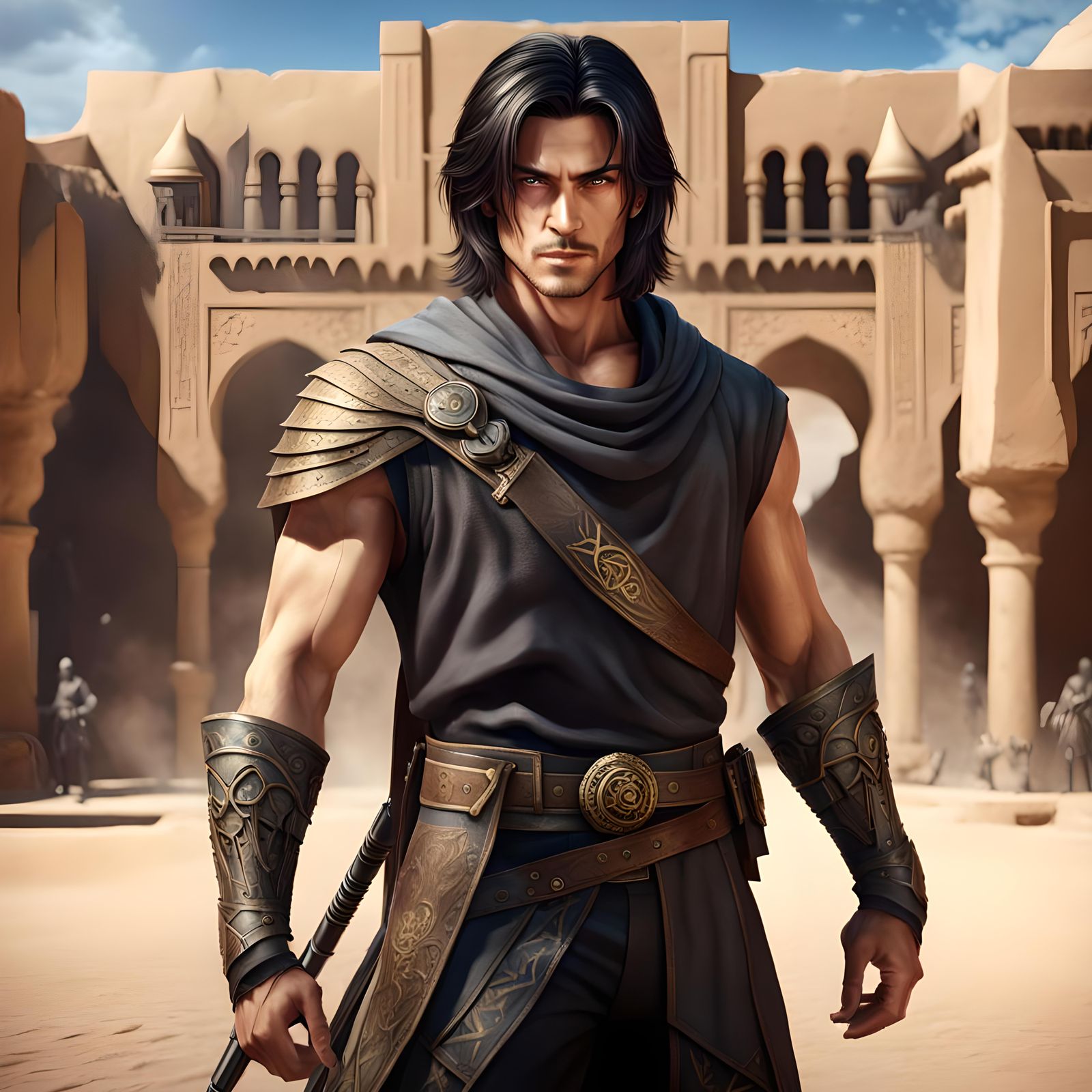 Handsome Assassin in Desert Palace: Fantasy Portrait