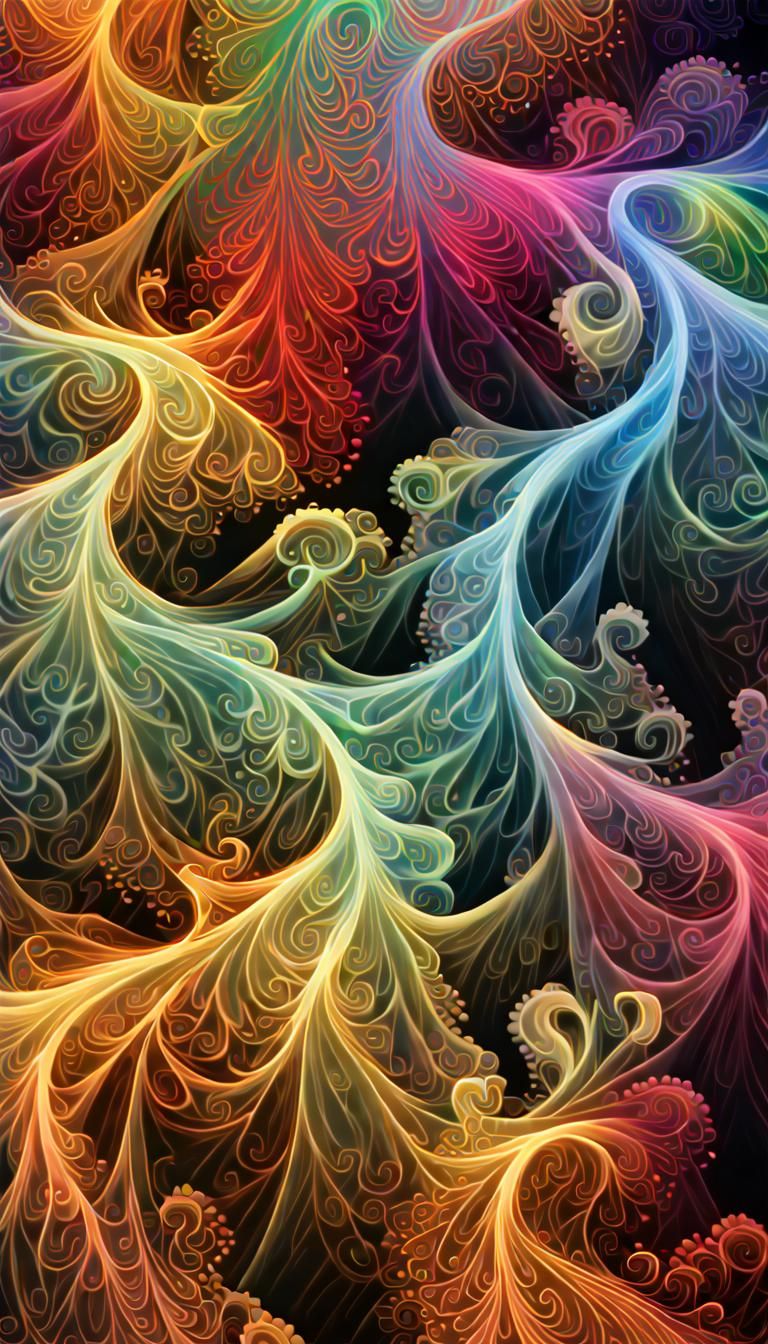 Iridescent Smoke Vortexes in 3D Digital Art