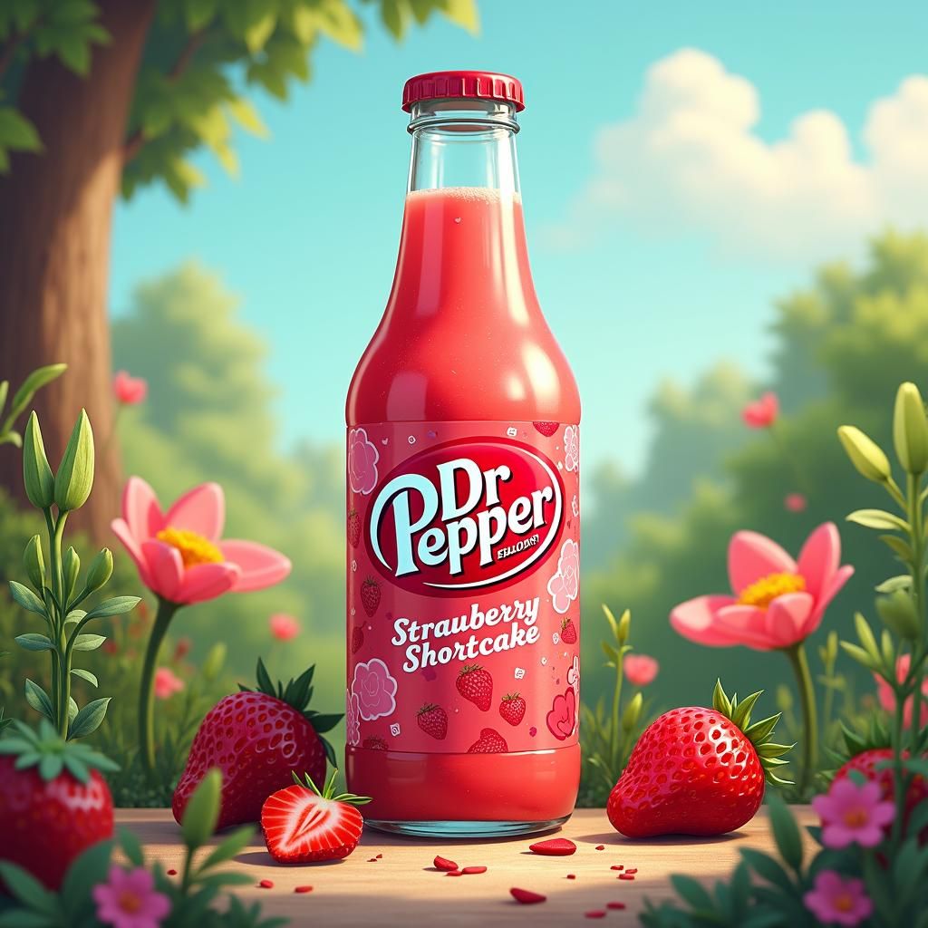 Dr. Pepper Strawberry Shortcake in Dreamy Realism