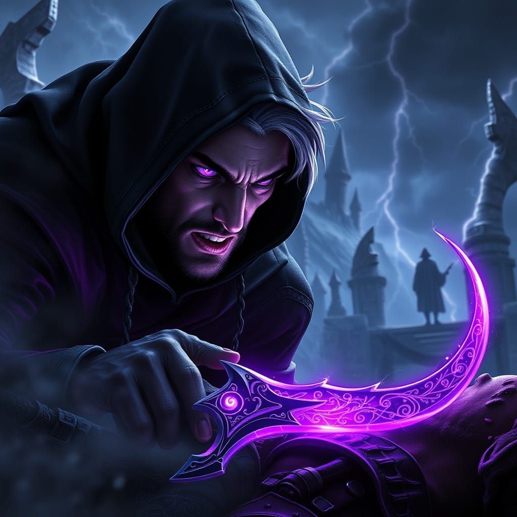 Soulknife Rogue in Dark Fantasy Landscape