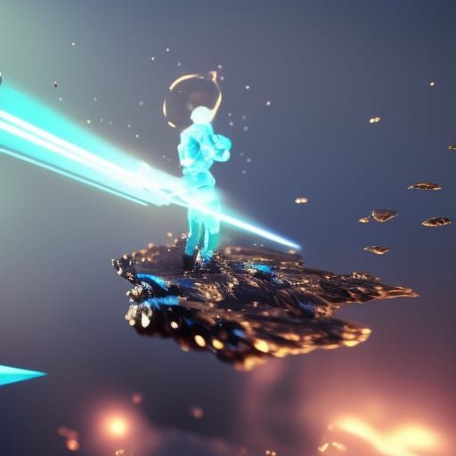 Ethereal Floating Crystal in a Surreal Landscape