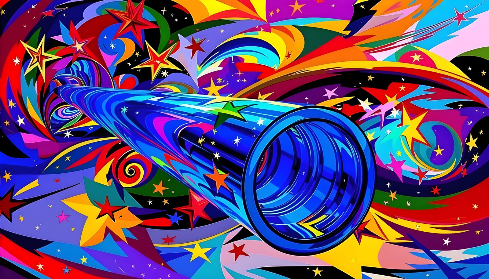 Iridescent Cosmic Cylinder in Surrealist Style