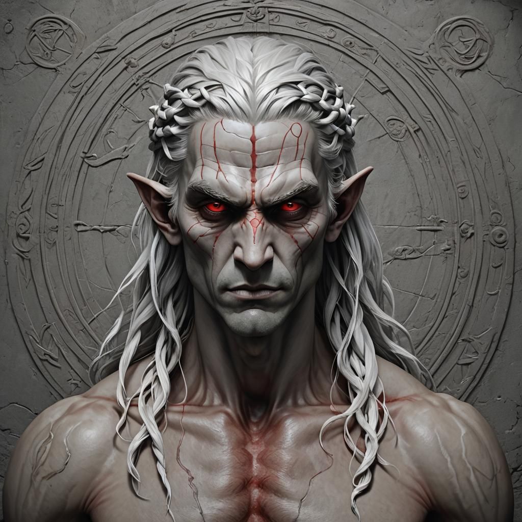 Drow Elf Barbarian in Hyperreal 3D Anime Style