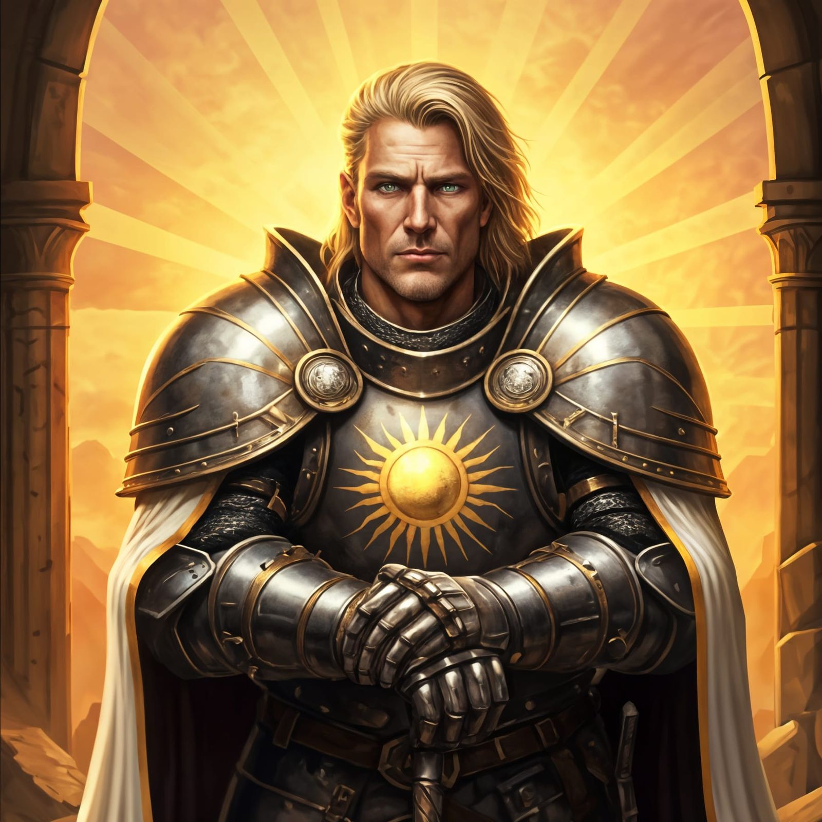 Heroic Paladin Portrait in Classic CRPG Style