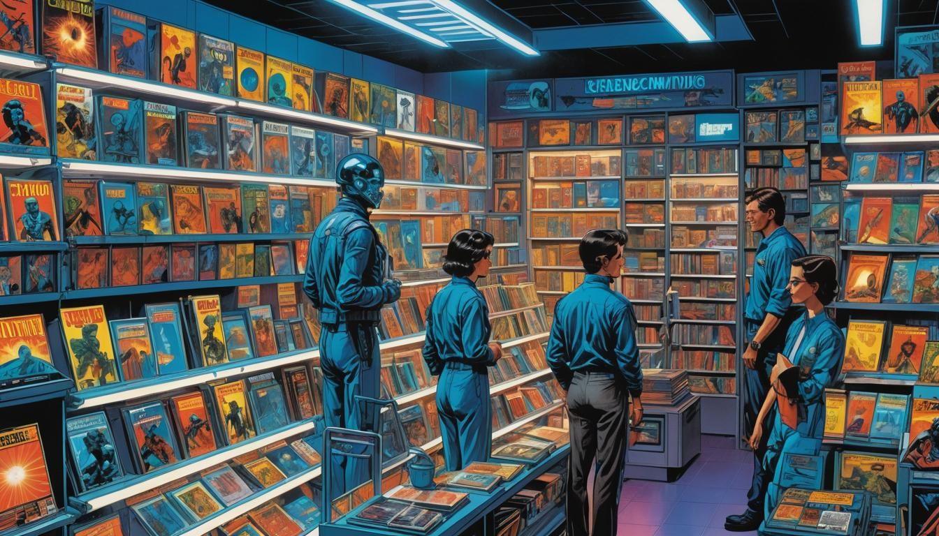 Retro Futuristic Comic Book Art: Quantum Computers