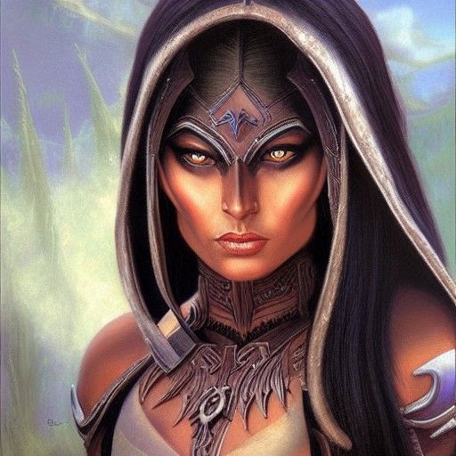 Dark Elf Portrait in Oil Painting Style
