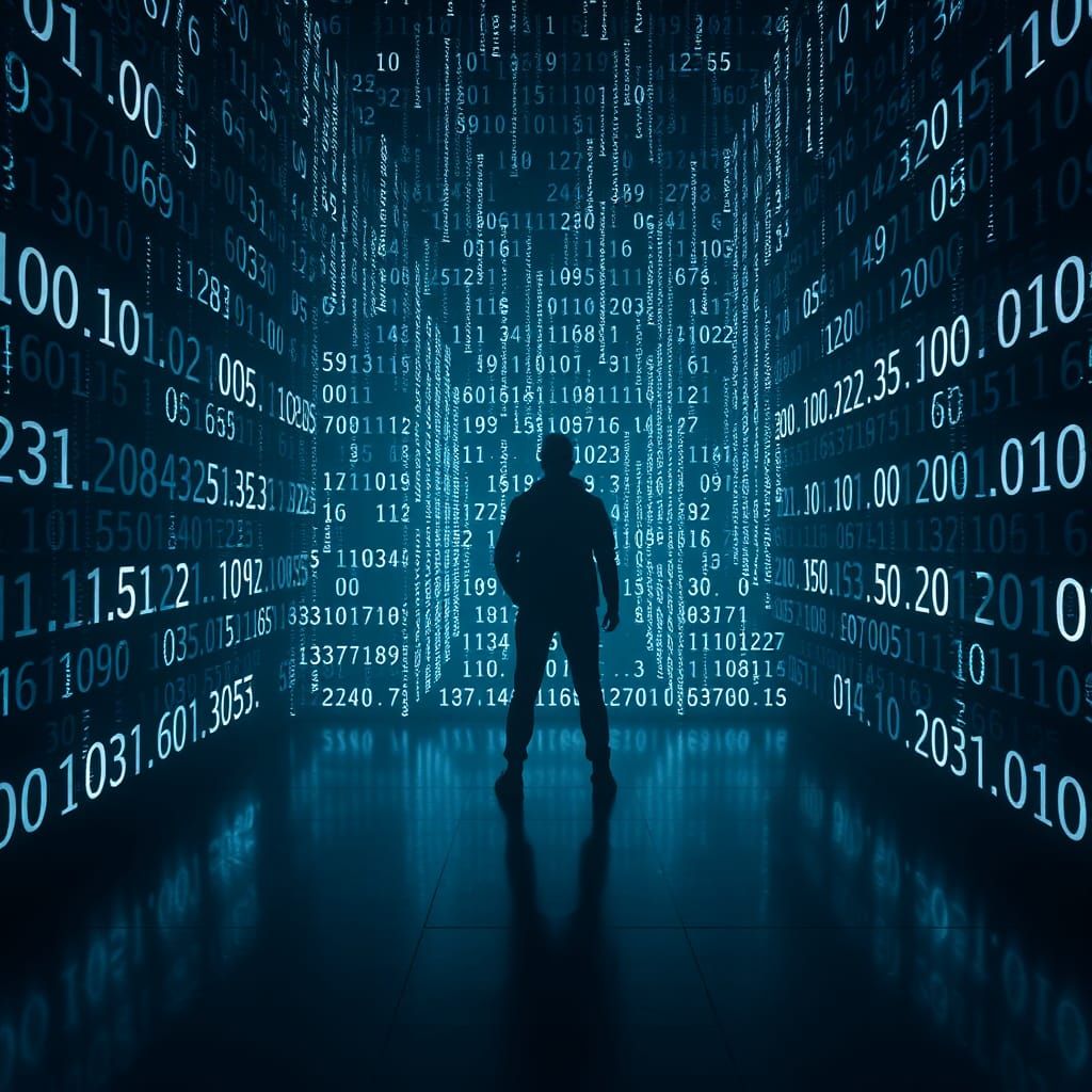 Figure Formed From Code in Illuminated Room