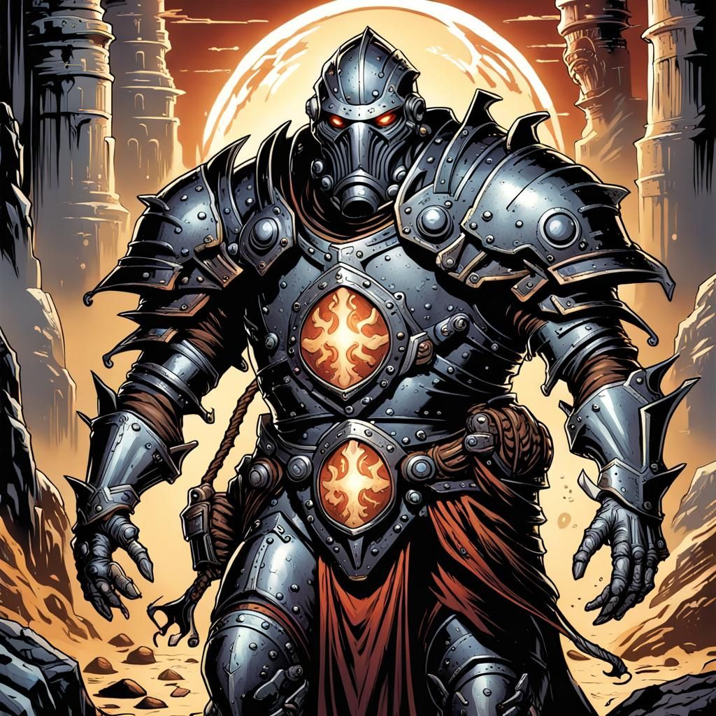Warforged Warlock: Comic Book Art Style