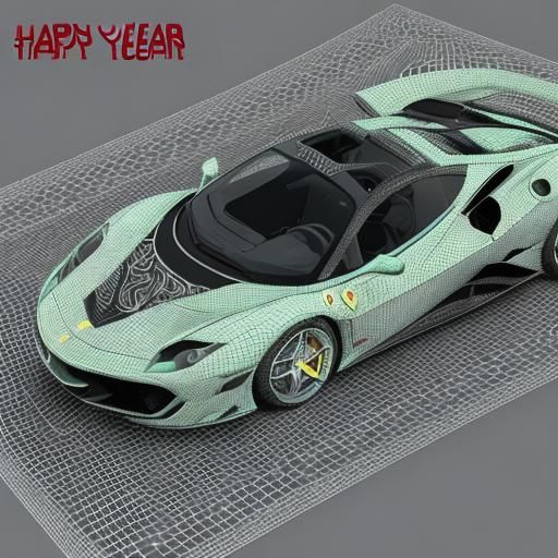 Ferrari Sports Car Abstract Vector Fractal in 3D