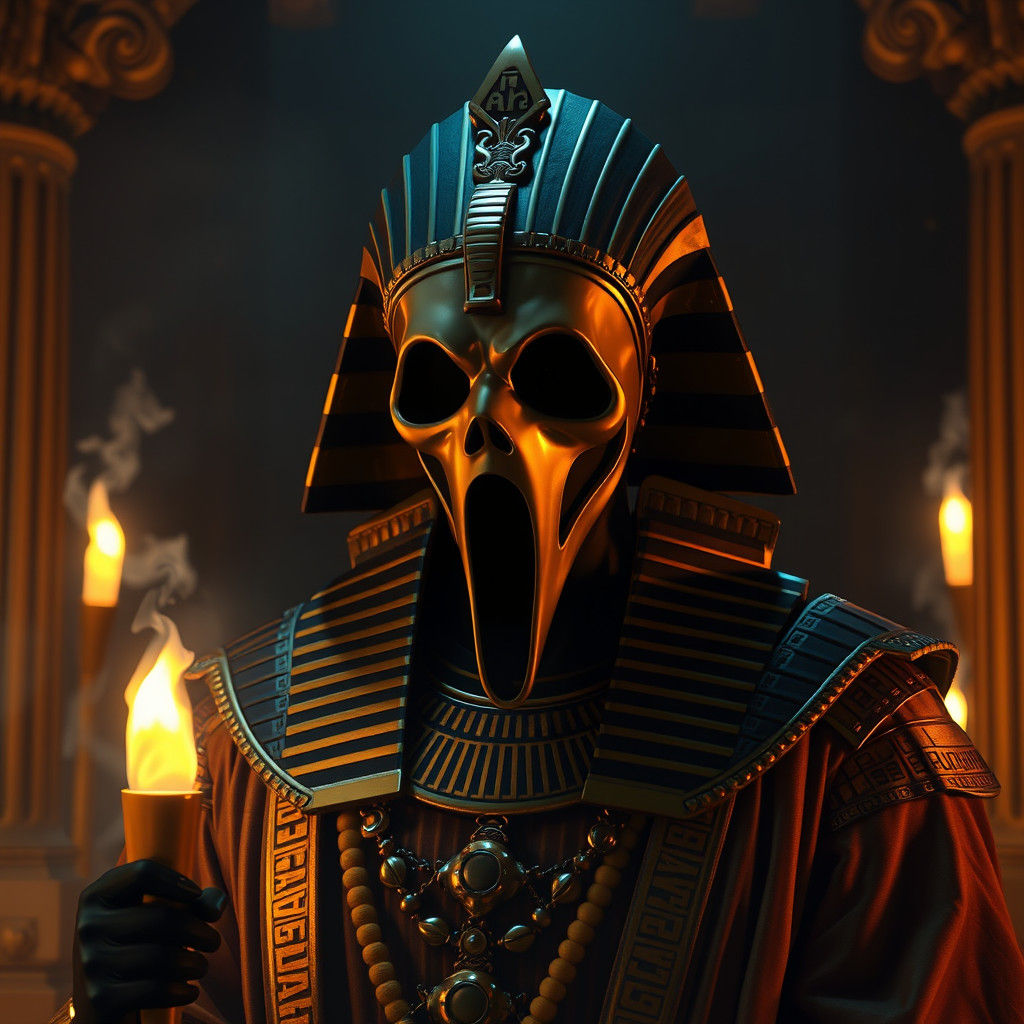 Ghostface Scream Mask in Ancient Egypt, Art Nouveau