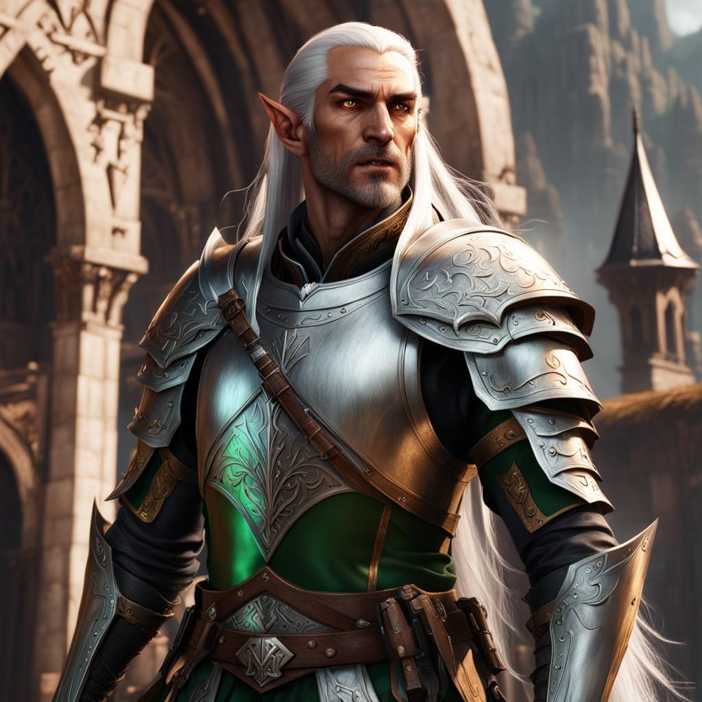 High Elf Paladin in Leather Armor: Fantasy Concept Art