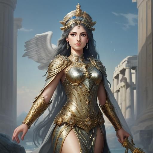 Majestic Goddess with Stern Face in Ethereal Style