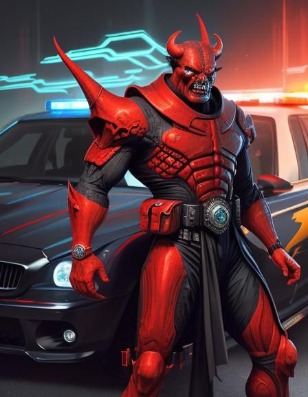 Angry Cartoon Devil Arrested in Pop Art Style