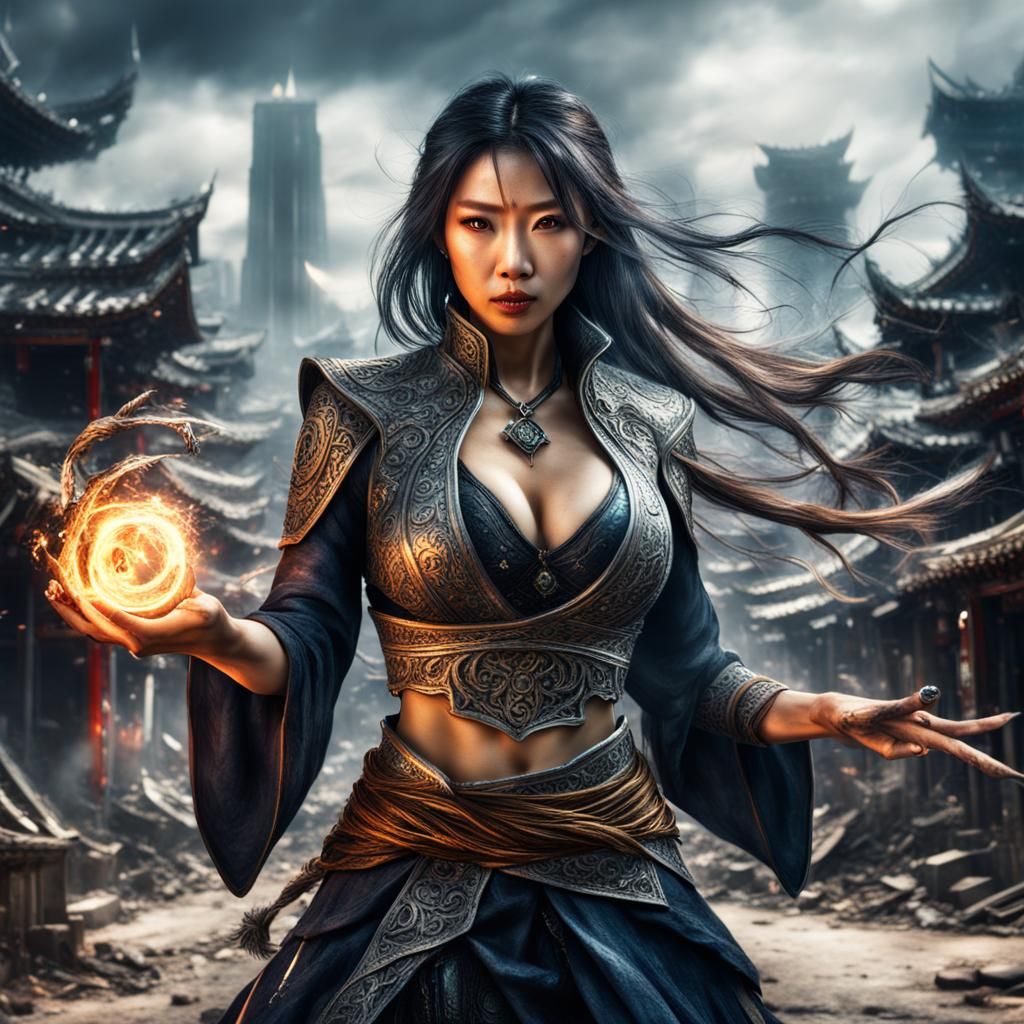 Sorceress Destroys City with Fire Magic