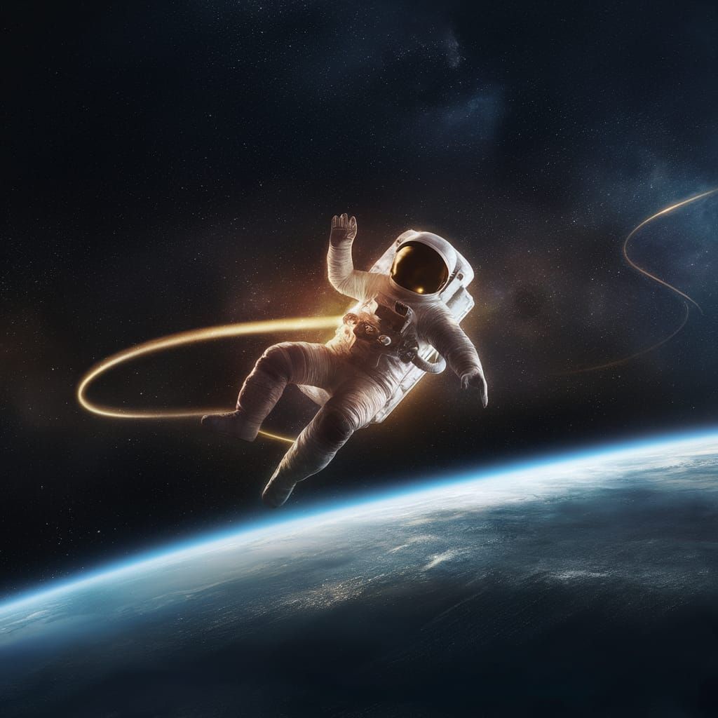 Astronaut Floats Through Starry Expanse of Space