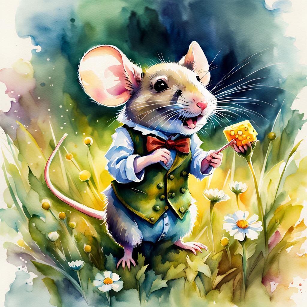 Mouse in Waistcoat Watercolor Illustration