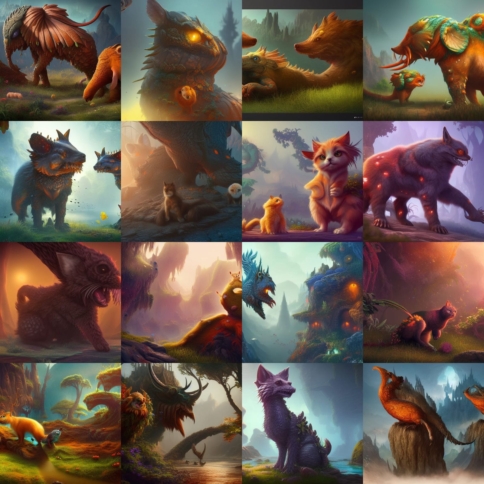 Cute Animals in Detailed Fantasy Concept Art