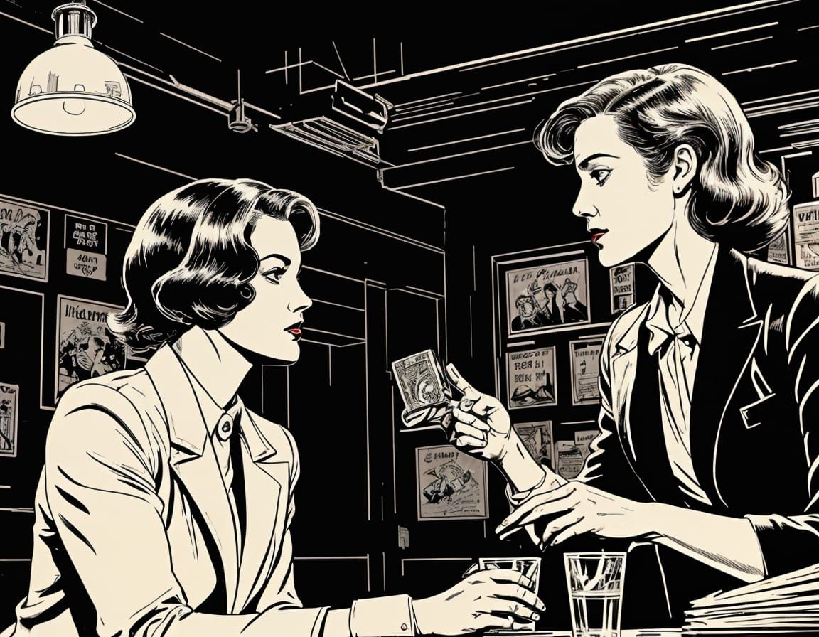 Film noir atmosphere, comic book style
