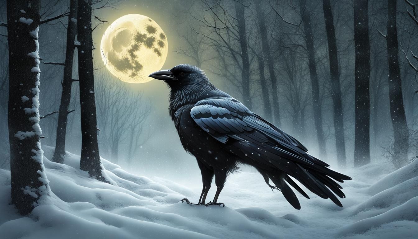 Lone Wolf in Winter Forest: Digital Matte Painting