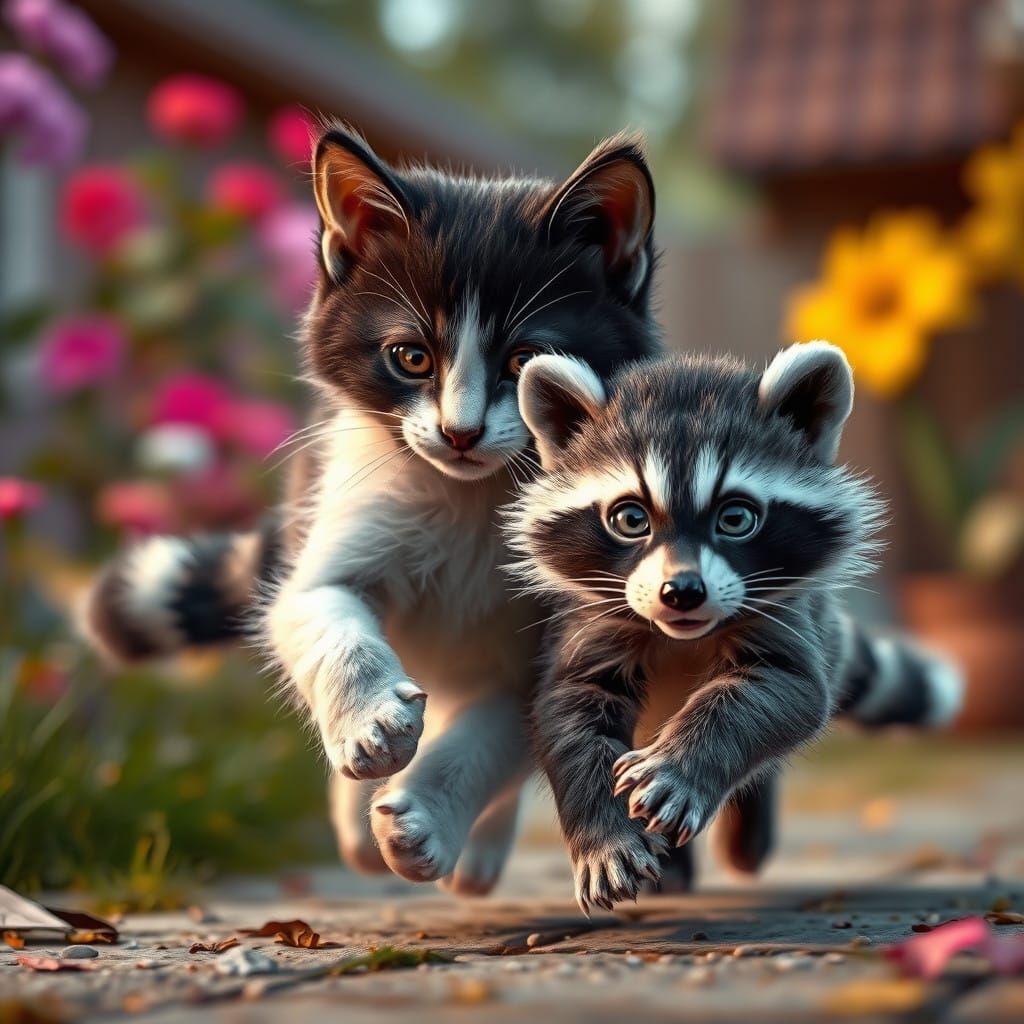 Whimsical Friends in a Dreamlike Backyard