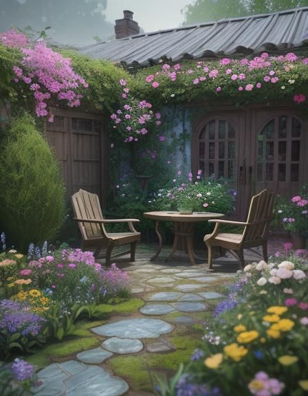 Enchanting Garden House in Detailed Matte Painting