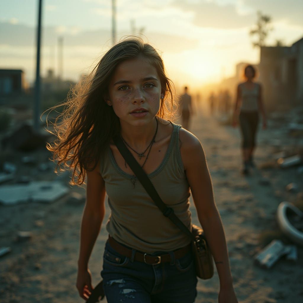 Teenage Survivor in Desolate Post-Apocalyptic Wasteland